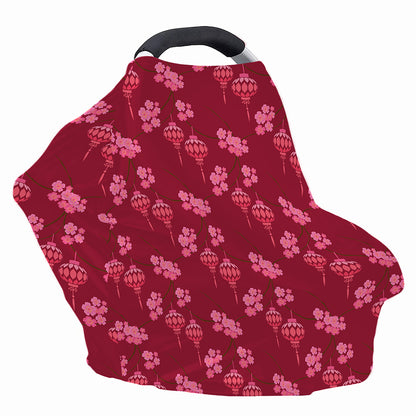 Pink Japanese Lantern Pattern Print Baby Seat Cover