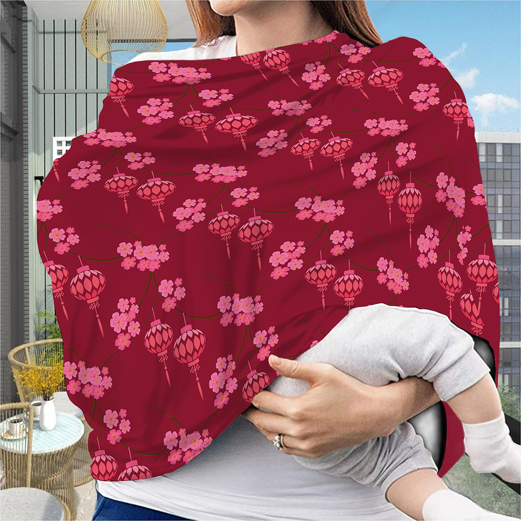 Pink Japanese Lantern Pattern Print Baby Seat Cover