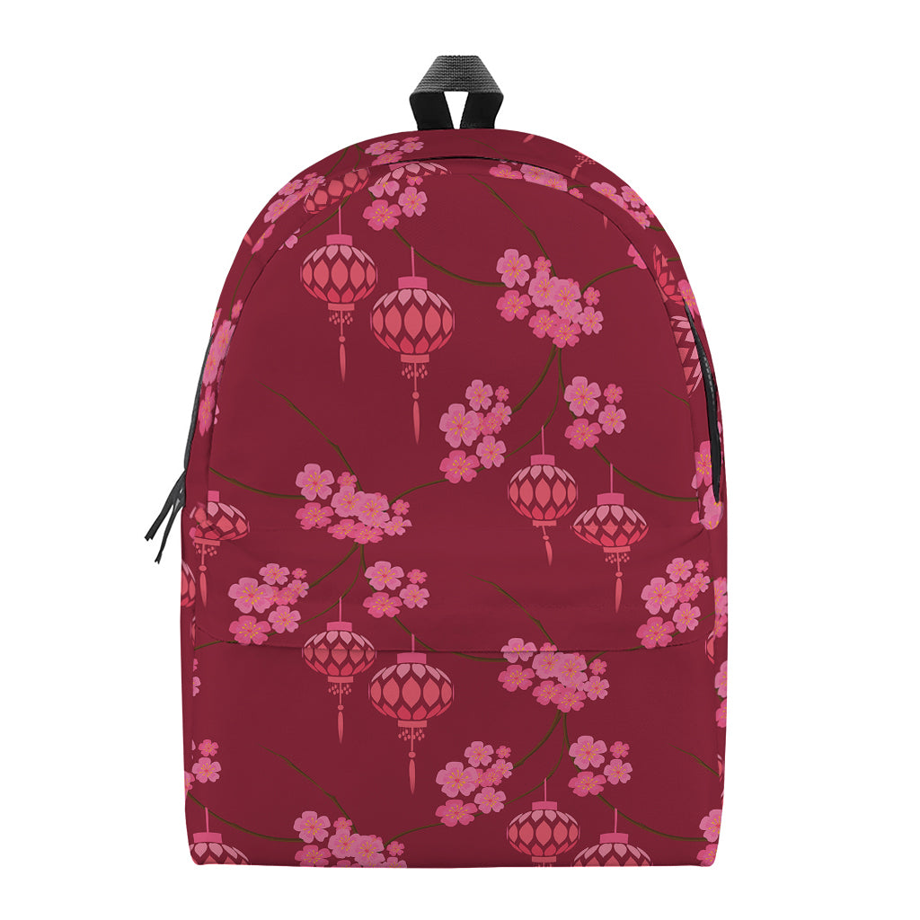 Pink Japanese Lantern Pattern Print Backpack