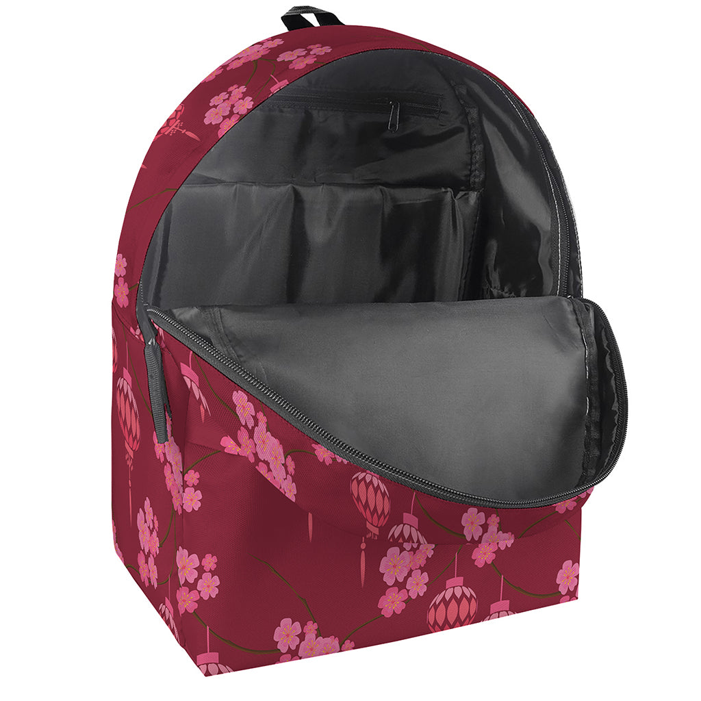 Pink Japanese Lantern Pattern Print Backpack