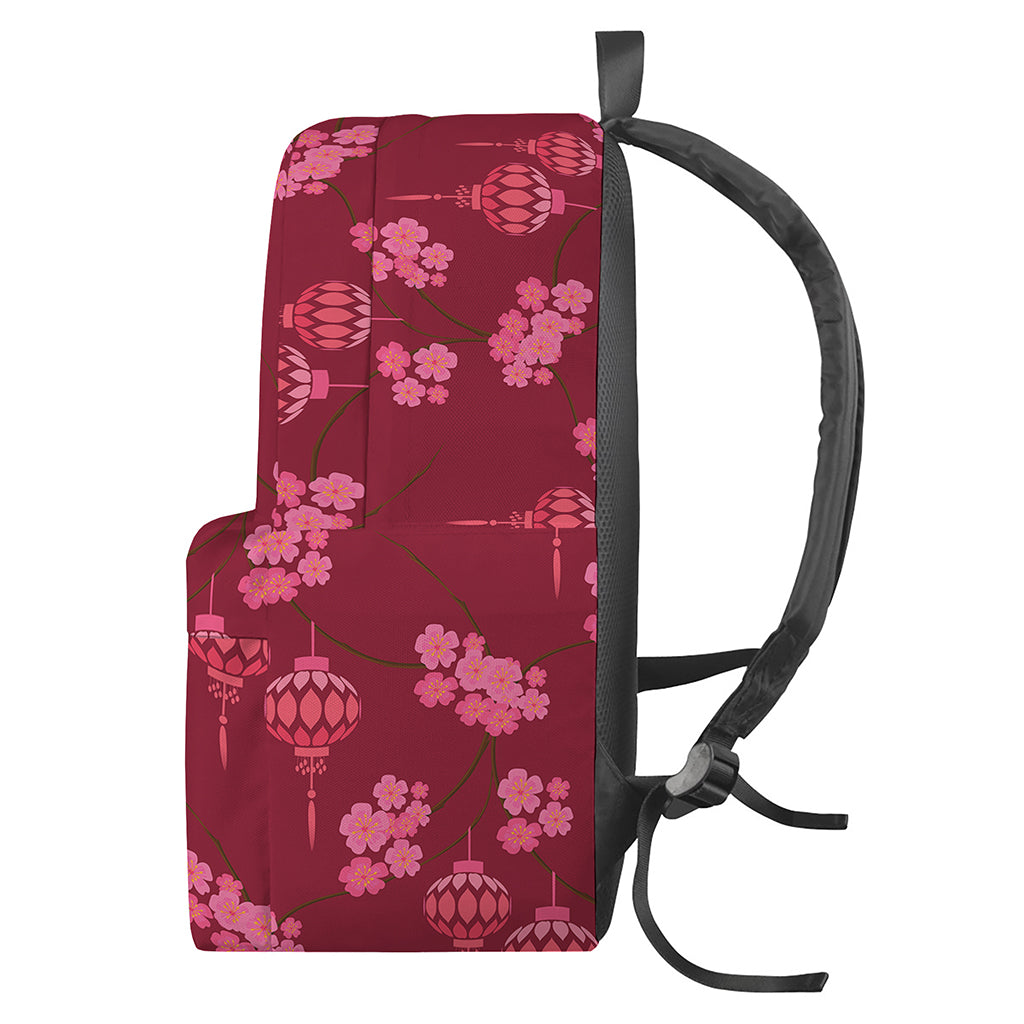 Pink Japanese Lantern Pattern Print Backpack