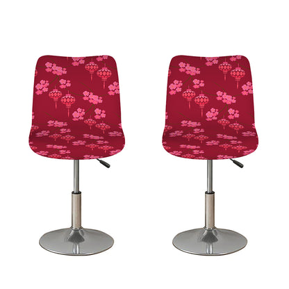 Pink Japanese Lantern Pattern Print Bar Stool Covers