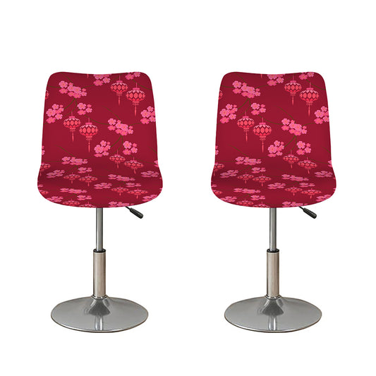 Pink Japanese Lantern Pattern Print Bar Stool Covers