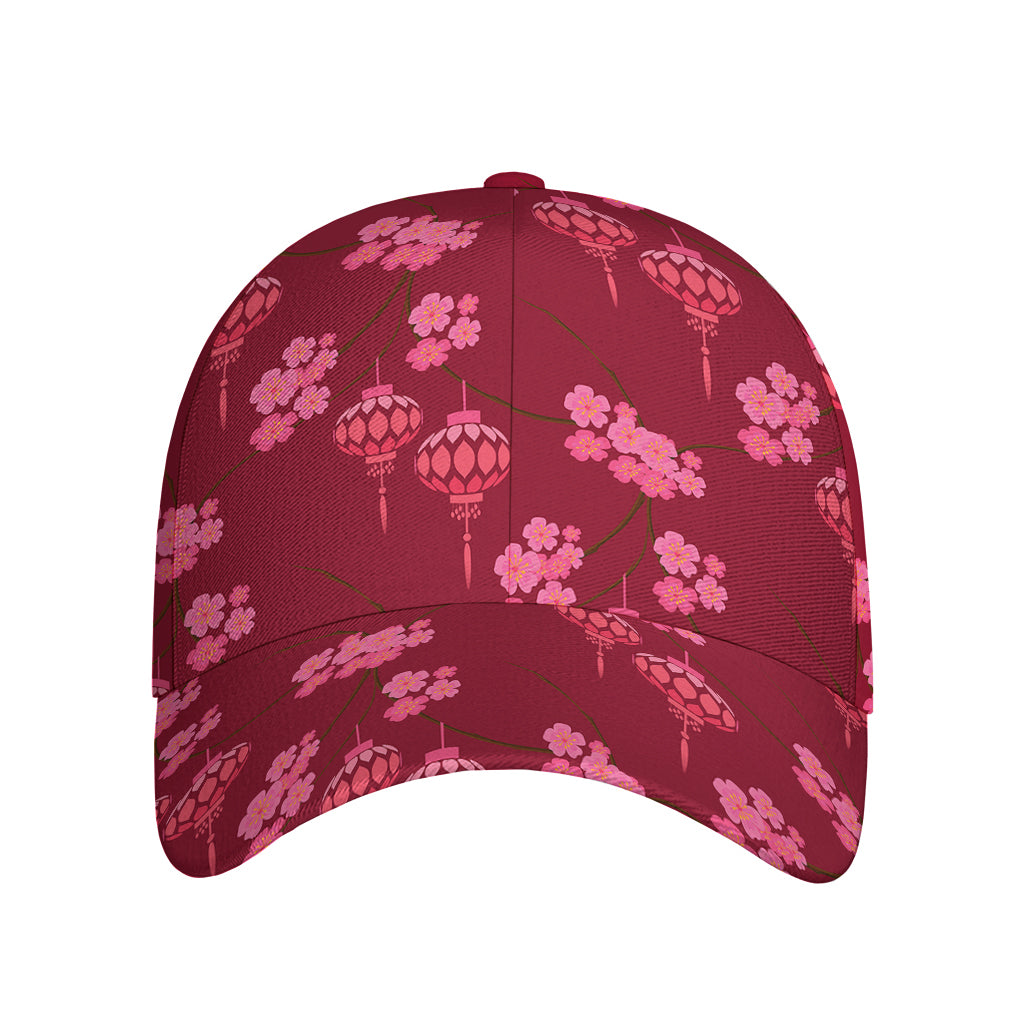Pink Japanese Lantern Pattern Print Baseball Cap
