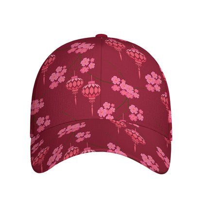 Pink Japanese Lantern Pattern Print Baseball Cap