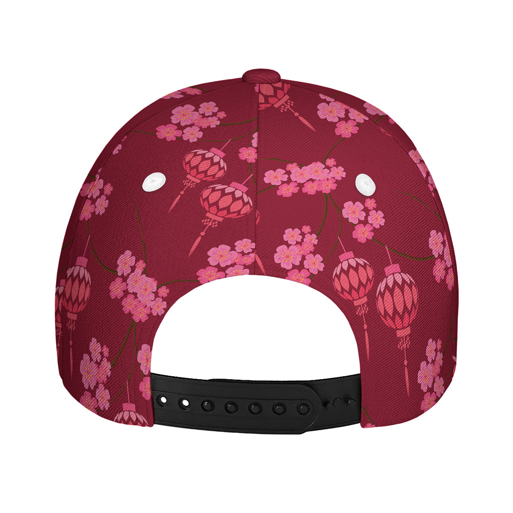Pink Japanese Lantern Pattern Print Baseball Cap