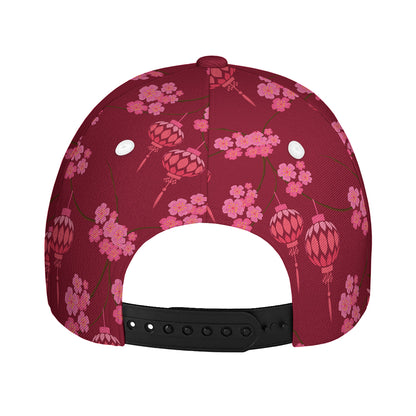 Pink Japanese Lantern Pattern Print Baseball Cap