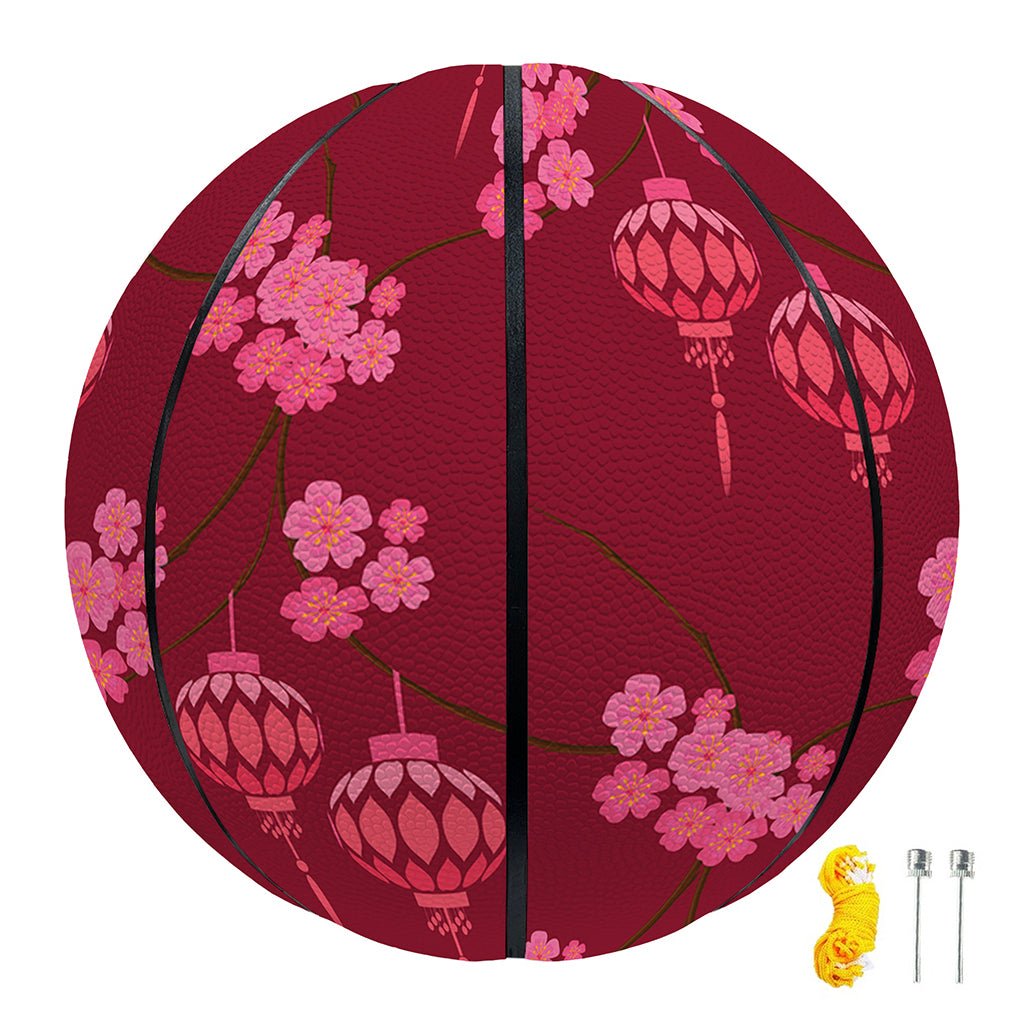 Pink Japanese Lantern Pattern Print Basketball