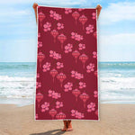 Pink Japanese Lantern Pattern Print Beach Towel