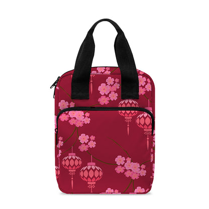 Pink Japanese Lantern Pattern Print Bible Tote Bag