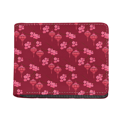Pink Japanese Lantern Pattern Print Bifold Wallet