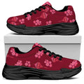 Pink Japanese Lantern Pattern Print Black Chunky Shoes