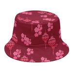 Pink Japanese Lantern Pattern Print Bucket Hat