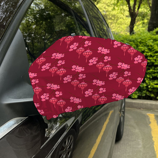 Pink Japanese Lantern Pattern Print Car Side Mirror Covers