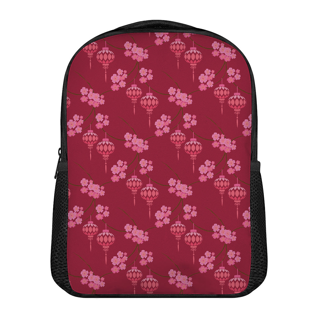 Pink Japanese Lantern Pattern Print Casual Backpack