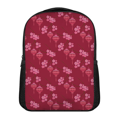 Pink Japanese Lantern Pattern Print Casual Backpack