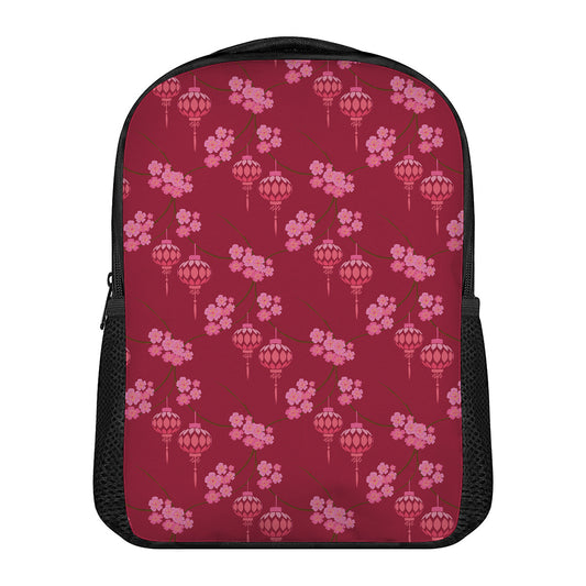 Pink Japanese Lantern Pattern Print Casual Backpack