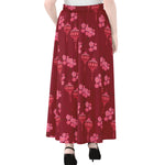 Pink Japanese Lantern Pattern Print Chiffon Maxi Skirt