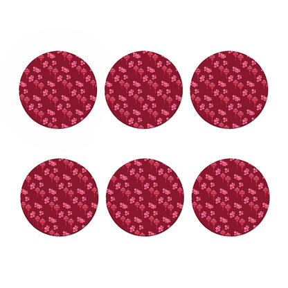 Pink Japanese Lantern Pattern Print Coaster Set