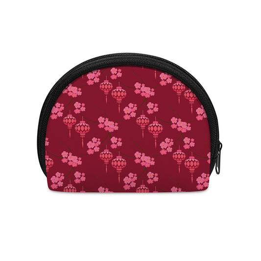 Pink Japanese Lantern Pattern Print Coin Purse