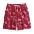 Pink Japanese Lantern Pattern Print Cotton Shorts
