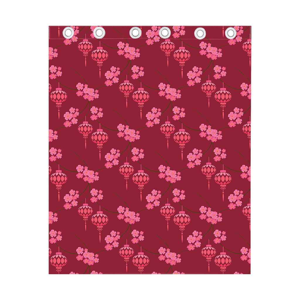 Pink Japanese Lantern Pattern Print Curtain