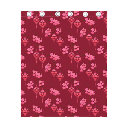Pink Japanese Lantern Pattern Print Curtain