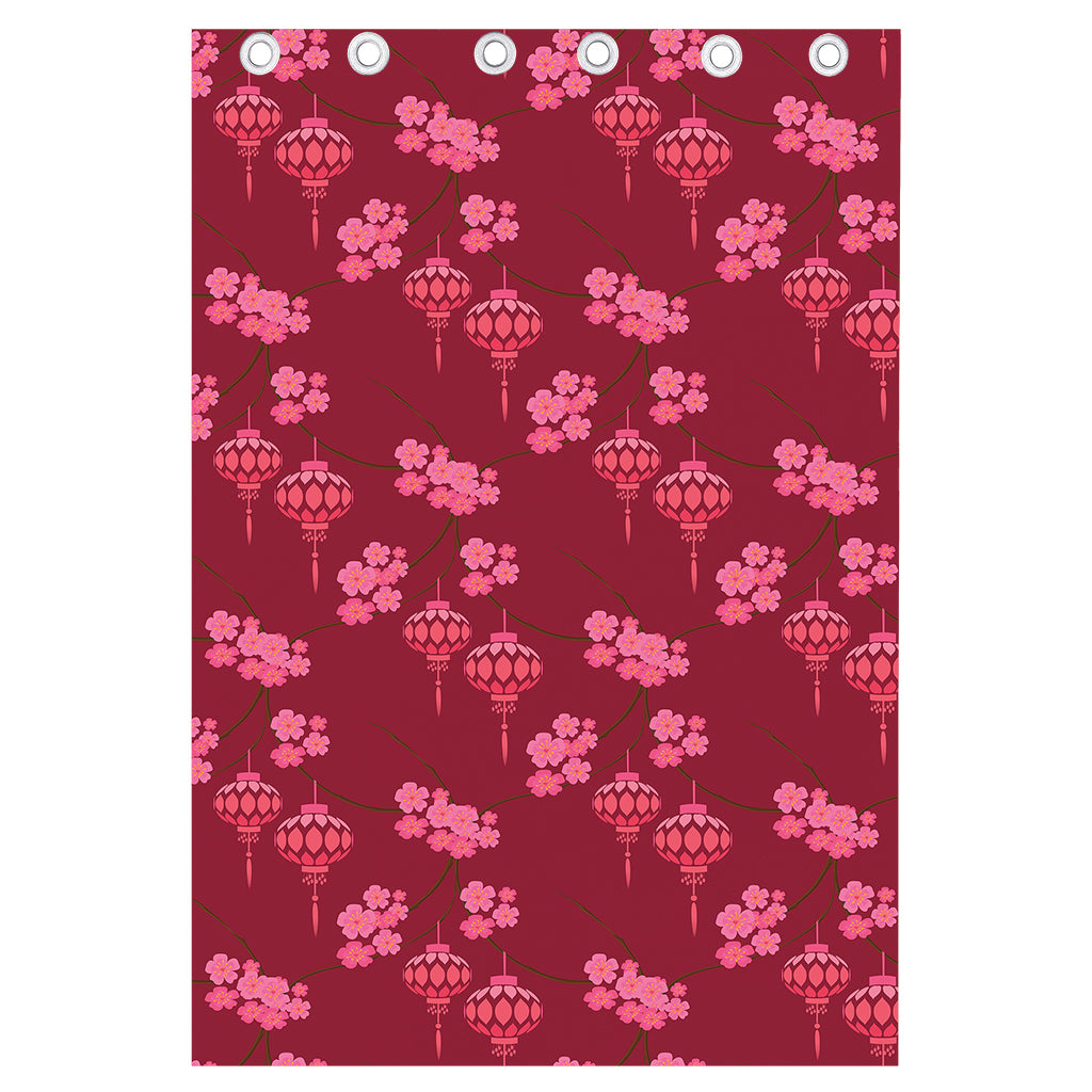 Pink Japanese Lantern Pattern Print Curtain