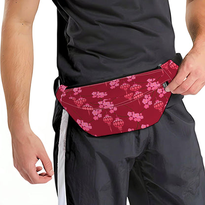 Pink Japanese Lantern Pattern Print Fanny Pack