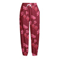 Pink Japanese Lantern Pattern Print Fleece Lined Knit Pants
