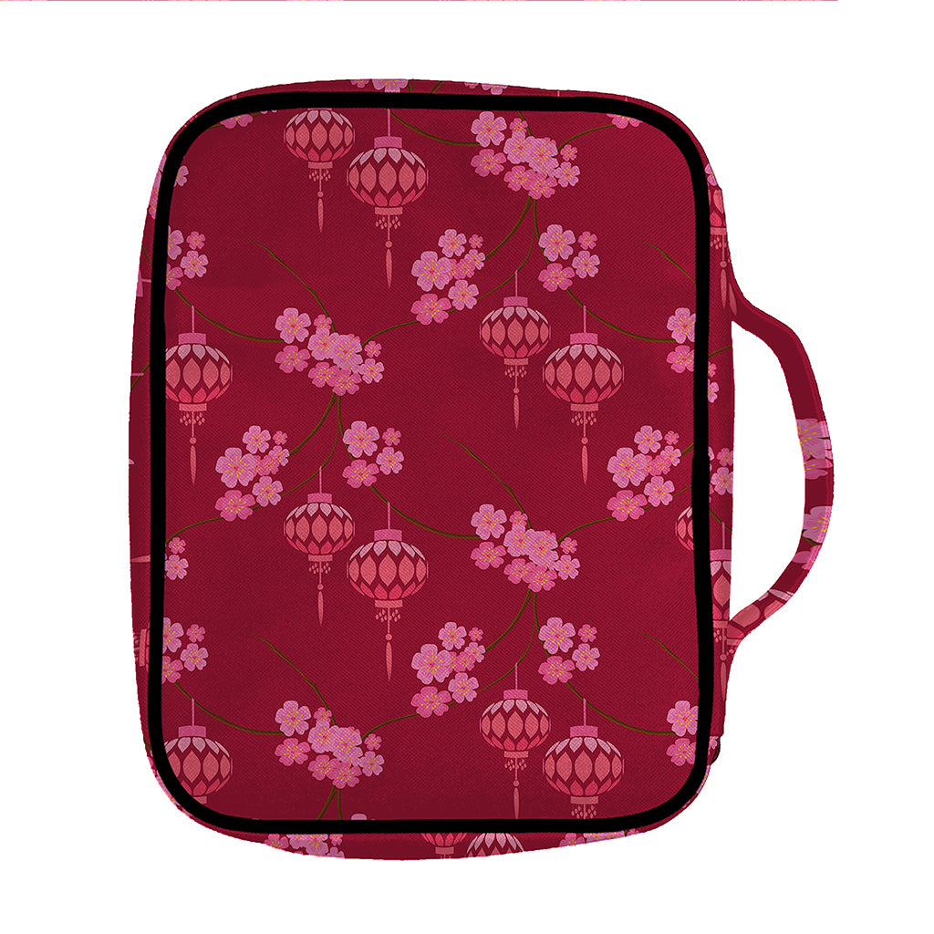 Pink Japanese Lantern Pattern Print Front Pocket Bible Bag