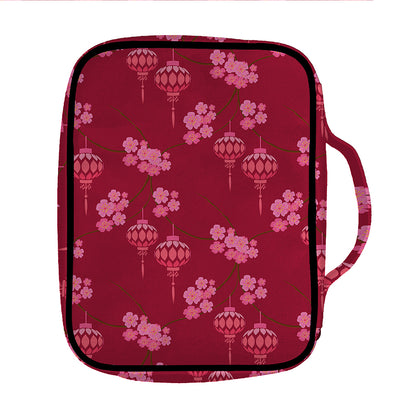 Pink Japanese Lantern Pattern Print Front Pocket Bible Bag