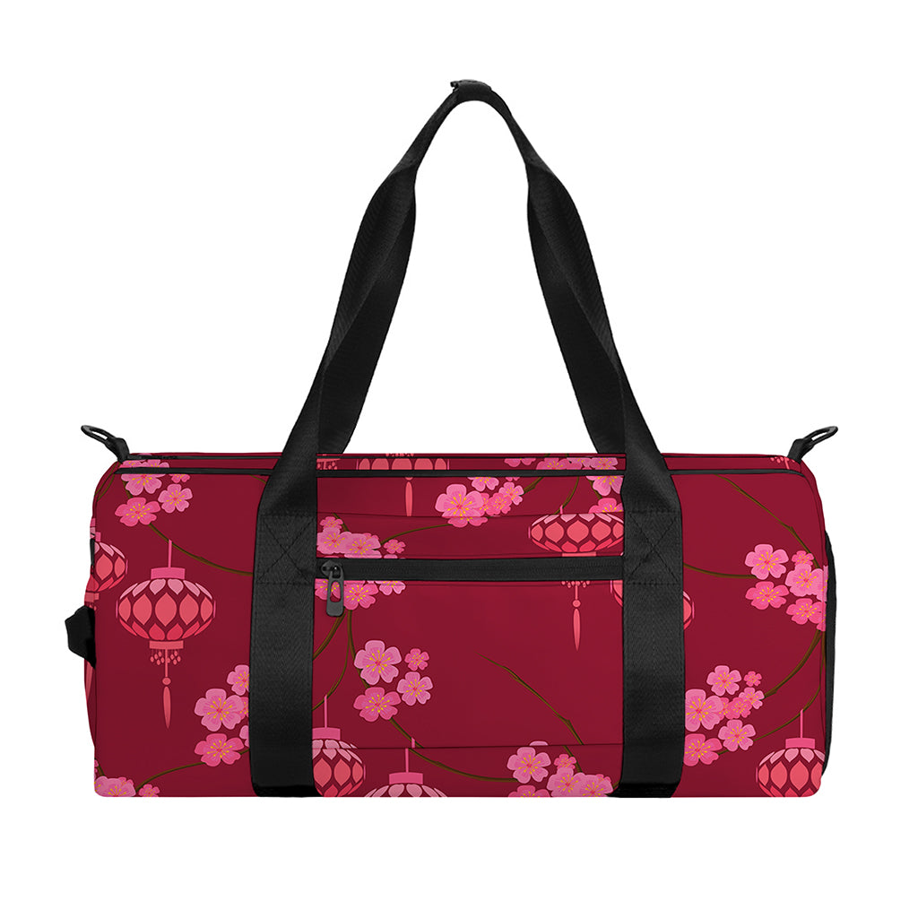 Pink Japanese Lantern Pattern Print Gym Bag