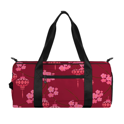 Pink Japanese Lantern Pattern Print Gym Bag
