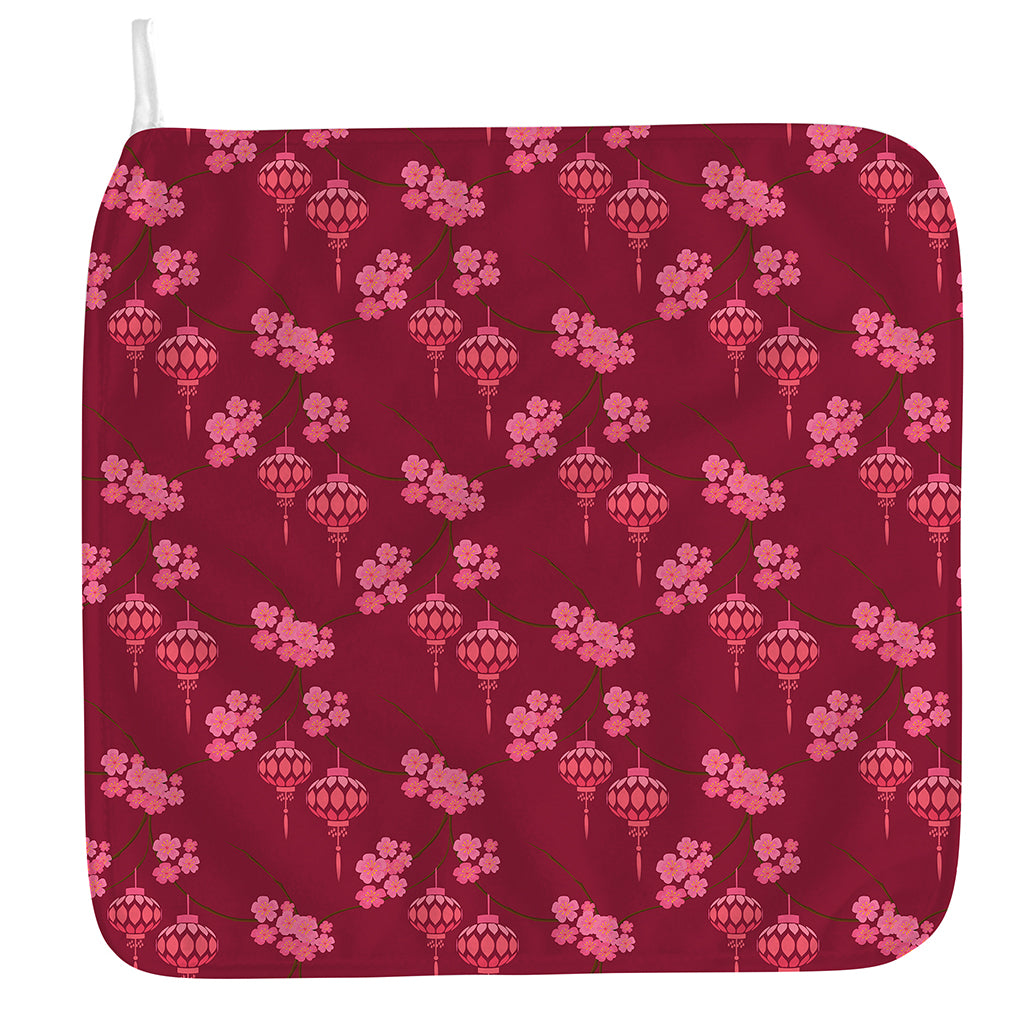 Pink Japanese Lantern Pattern Print Hand Towel