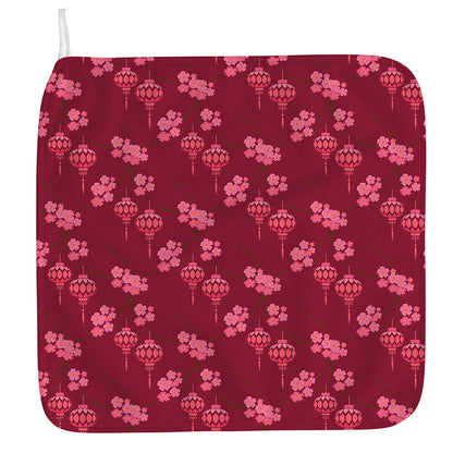 Pink Japanese Lantern Pattern Print Hand Towel
