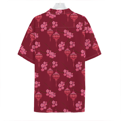 Pink Japanese Lantern Pattern Print Hawaiian Shirt