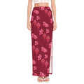 Pink Japanese Lantern Pattern Print High Slit Maxi Skirt