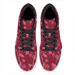Pink Japanese Lantern Pattern Print High Top Leather Sneakers