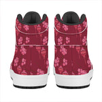 Pink Japanese Lantern Pattern Print High Top Leather Sneakers
