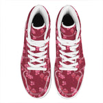 Pink Japanese Lantern Pattern Print High Top Leather Sneakers