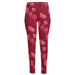 Pink Japanese Lantern Pattern Print High-Waisted Pocket Leggings