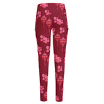 Pink Japanese Lantern Pattern Print High-Waisted Pocket Leggings