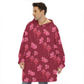 Pink Japanese Lantern Pattern Print Hoodie Blanket
