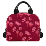 Pink Japanese Lantern Pattern Print Insulated Lunch Bag