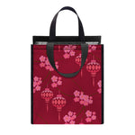 Pink Japanese Lantern Pattern Print Insulated Lunch Tote