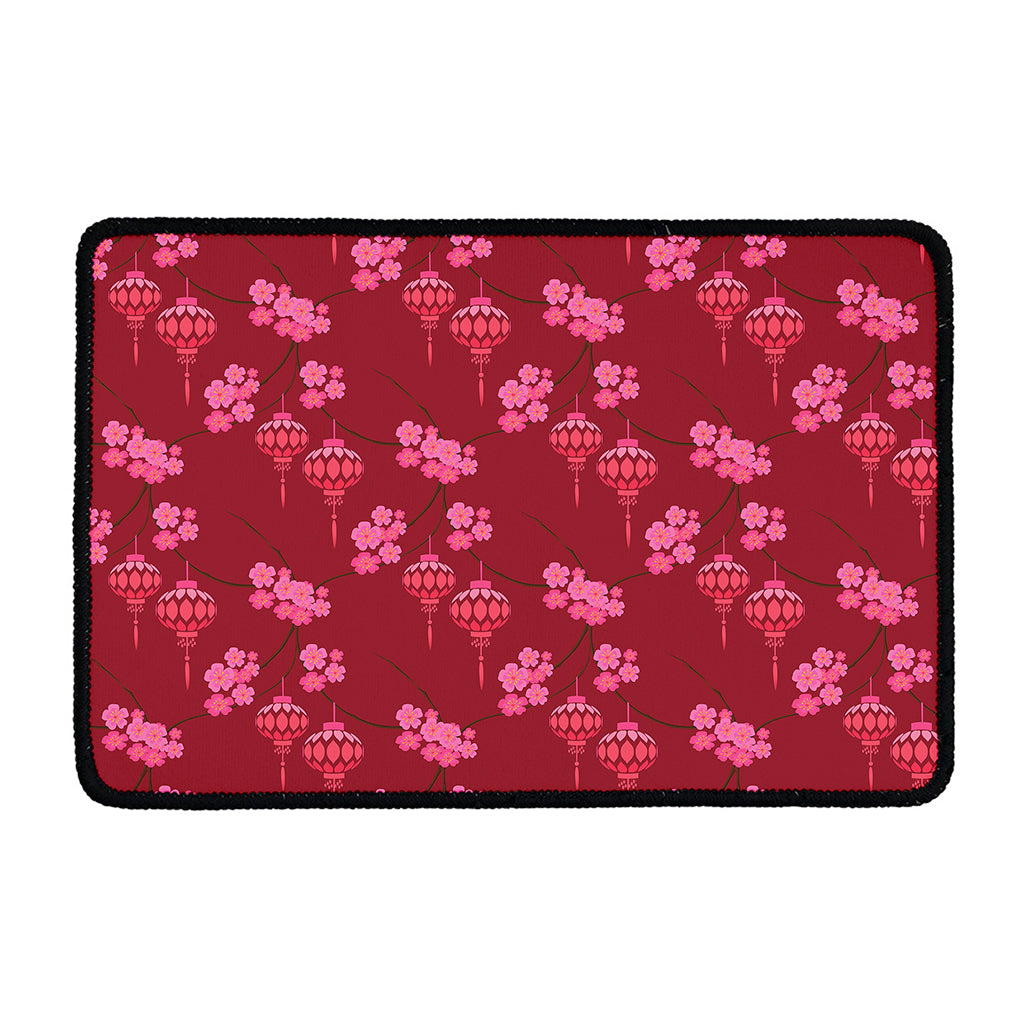 Pink Japanese Lantern Pattern Print Kitchen Mat