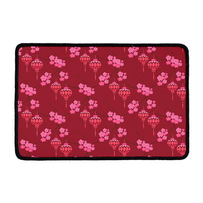 Pink Japanese Lantern Pattern Print Kitchen Mat