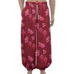 Pink Japanese Lantern Pattern Print Lantern Pants