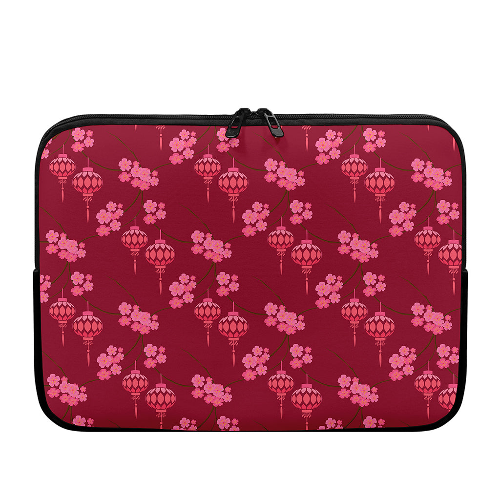 Pink Japanese Lantern Pattern Print Laptop Sleeve
